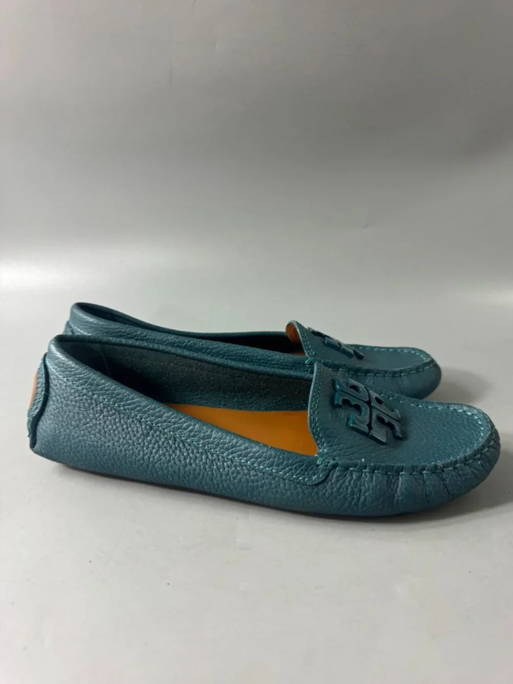 Tory Burch Teal Leather Loafers, Size 7 1/2